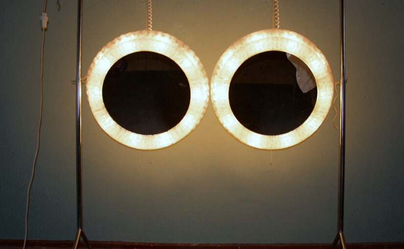 illuminated 70s perspex mirror