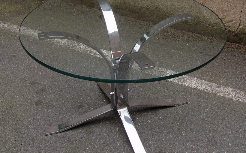 70er chrom/glas side coffee-table