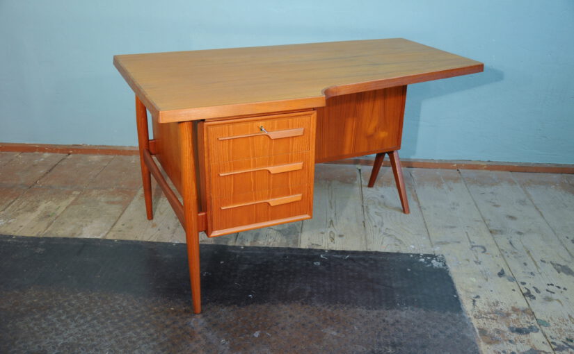 60s teak boomerang desk