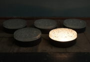 staff disc lamps / set of 5 original 60s staff-leuchten bubble disc-lamps for wall or ceiling staff disc lamps