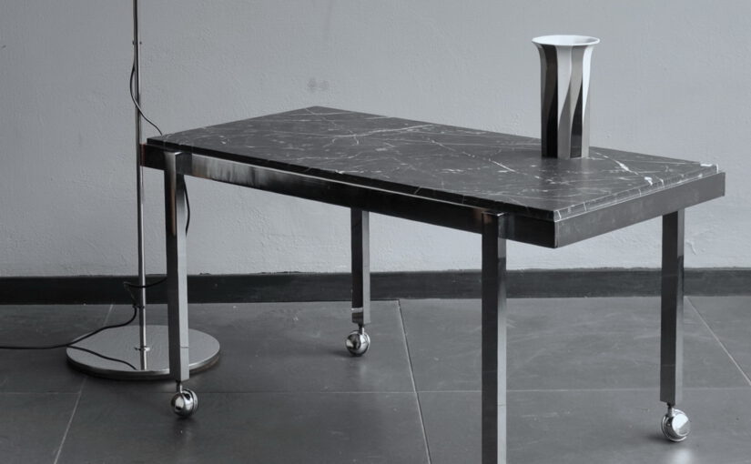 black marble/chrome coffee/side-table