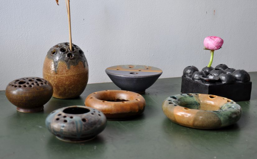 set of 7 ikebana studio ceramics