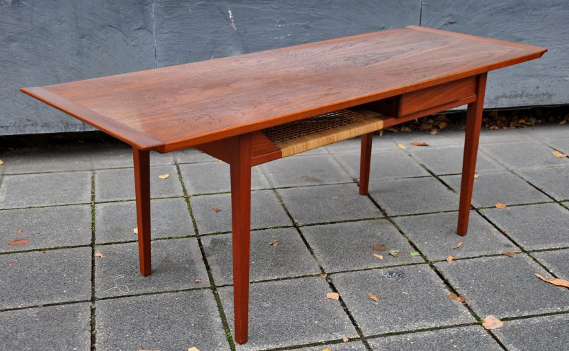 teak coffee table with drawer