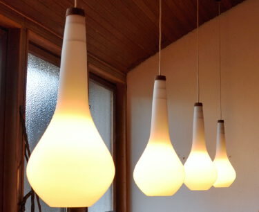 huge opal-glass pendant drops, denmark / exceptional set of 5 danish pendants around 1960. they hung in a large hallway of an important architects mansion. the … huge opal-glass pendant drops, denmark