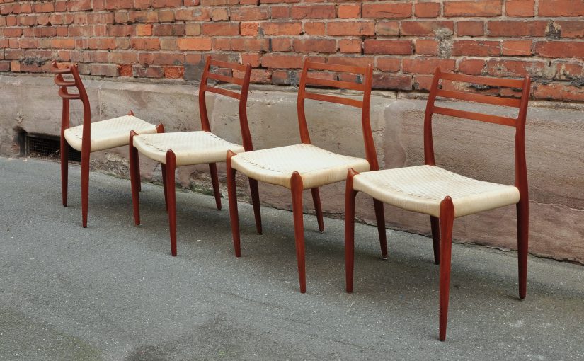 set of 4 møller model 78 dining chairs