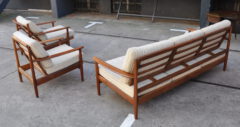 60er jahre sofa garnitur, dänischer stil / fantastische 60s sofa garnitur in nussbaum mit lounge-/bzw. schlaffunktion. bezug wollmischgewebe mit reissverschluß – ich meine, es könnte einen neuen … 60er jahre sofa garnitur, dänischer stil