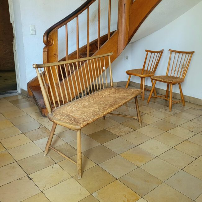 arno lambrecht binsen bank wk-möbel / sitzbank buche mit schilfgeflecht, design arno lambrecht 1955 für wk-möbel stuttgart. maße ca130 cm breit, 53 cm tief, 80 cm … arno lambrecht binsen bank wk-möbel