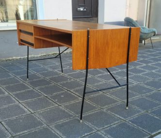 60s teak desk string frame