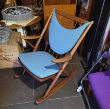 bramin rocking chair / bramin denmark teak rocking chair no.182, design frank reenskaug 1950s, reupholstered. well known, because frank sintara had one of those. bramin rocking chair